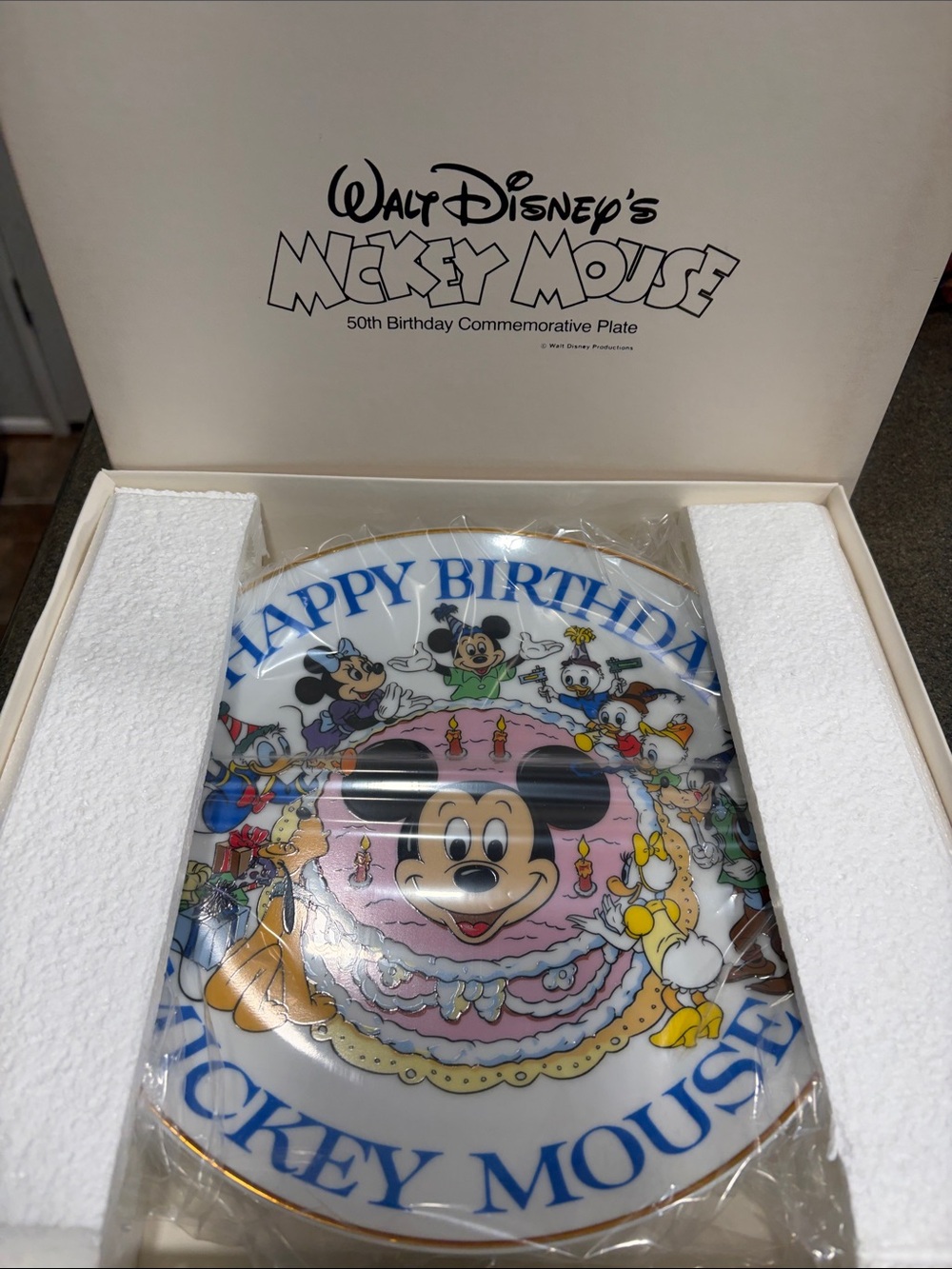Walt Disney Mickey Mouse Happy 50th Birthday Commemorative Plate-In original box